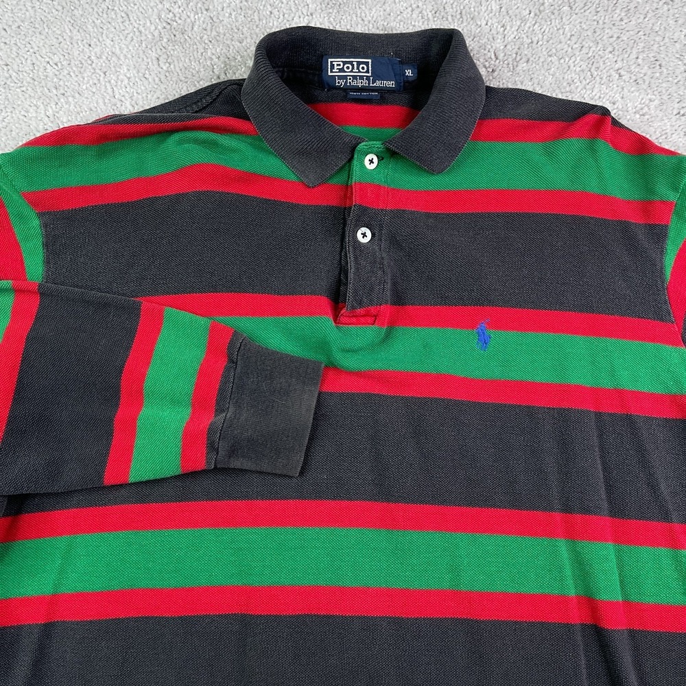 Vintage Polo Ralph Lauren Polo Shirt Mens XL Rugby Stripes Long Sleeve USA Made